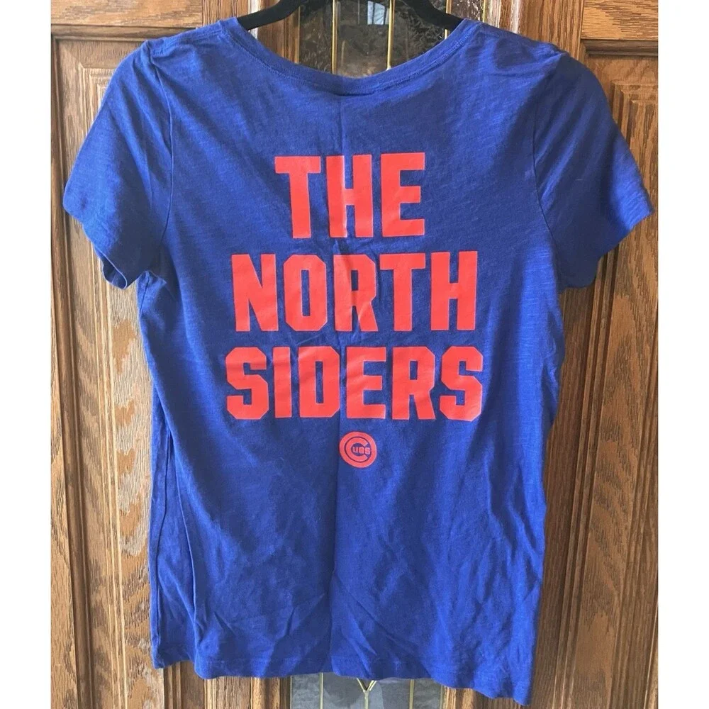 Pink Victoria's Secret‎ Chicago Cubs V Neck T Shirt Blue Women's Size XS EUC